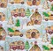 3 Wishes Christmas Gingerneering Gingerbread Campers on Blue 100% Cotton By the yard